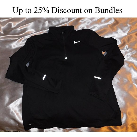 Nike Running Dri-Fit Black Pull-over w/ Zipper, Moisture Wicking, Large - Picture 1 of 4